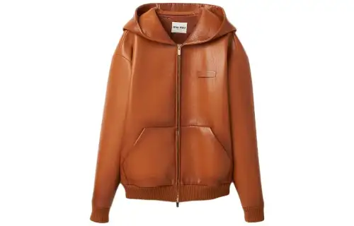 MIU MIU Leather Jacket Women's Cognac