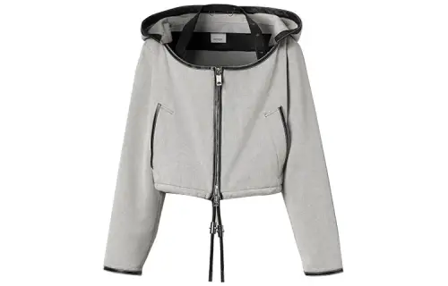 Burberry SS21 Cropped Coat Women's Black Heather Gray