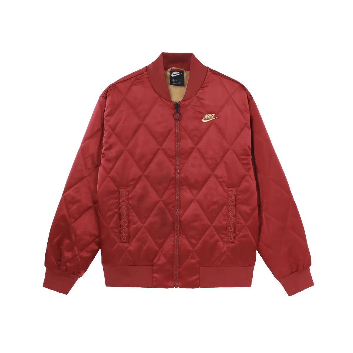 Nike Puffer Jackets Women's Fir Wood Red Moderate Quilted Padded Jacket
