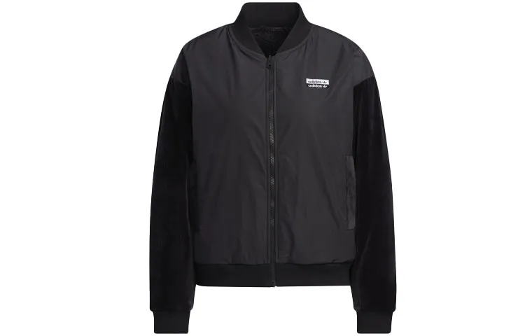 Adidas Originals Baseball Jackets Women's Black Baseball Collar Moderate Straight Fit