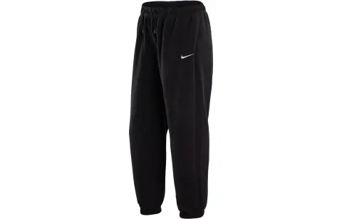 Nike Sportswear Essentials Logo Print Towel Fabric Fleece Lined Casual Sweatpants Women's Black