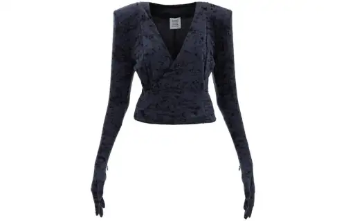 Vetements Cropped Coats Women's Black V Neck Moderate