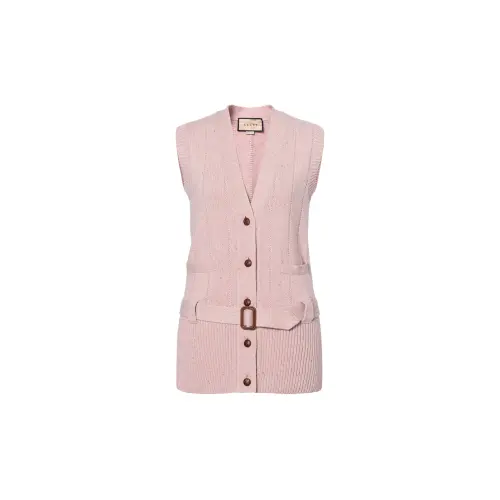 GUCCI Vests Women's Pink V Neck Moderate Knitted Fabric