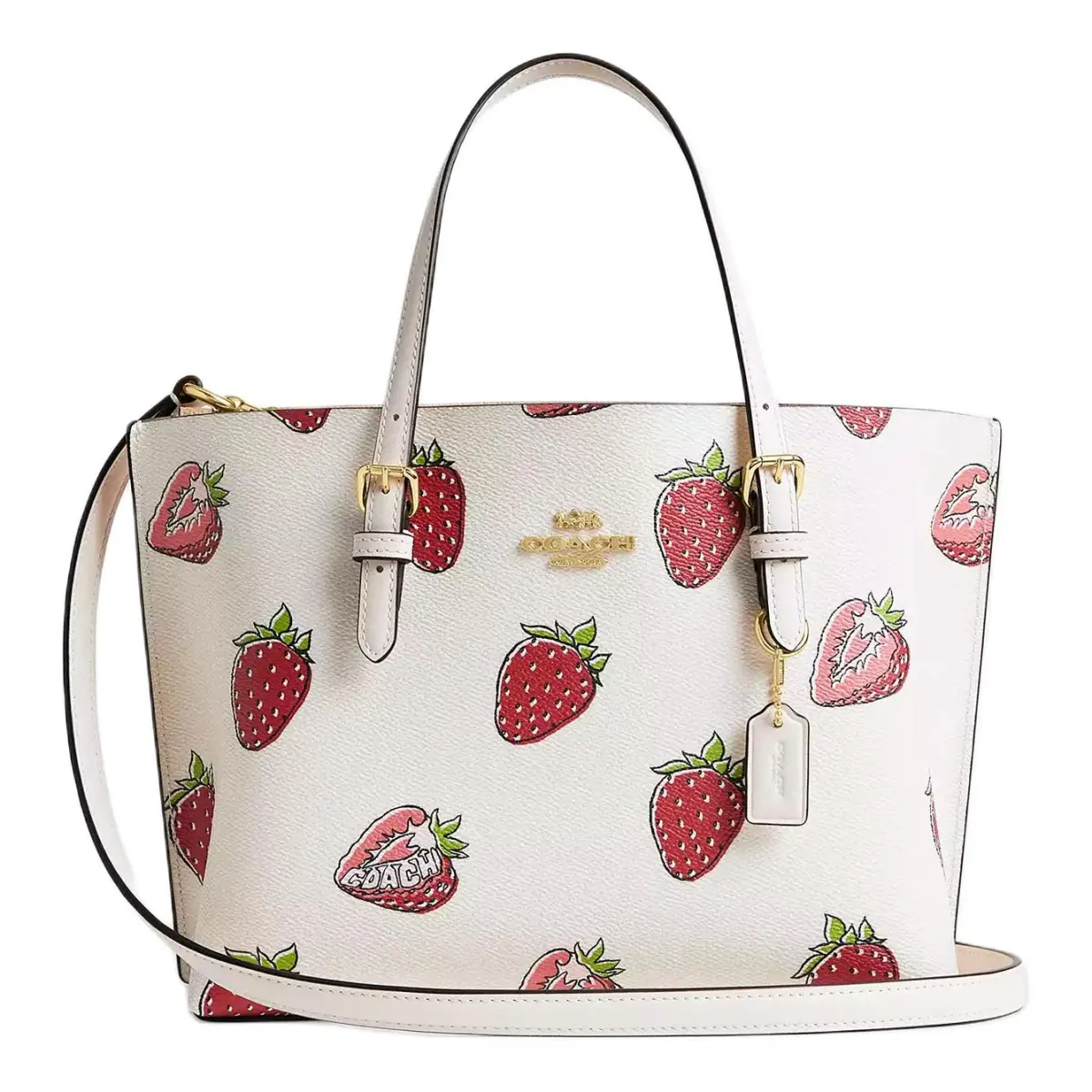 COACH Mollie Coated Canvas Tote Bag, Shopping Bag, Handbag, Shoulder Bag Medium Women's White