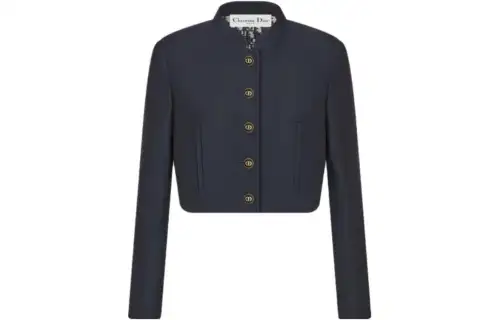 DIOR Cropped Coats Women's Black Crew Neck Moderate