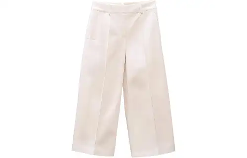 HERMES Casual Pants Women's Ecru Moderate Straight Fit Pants