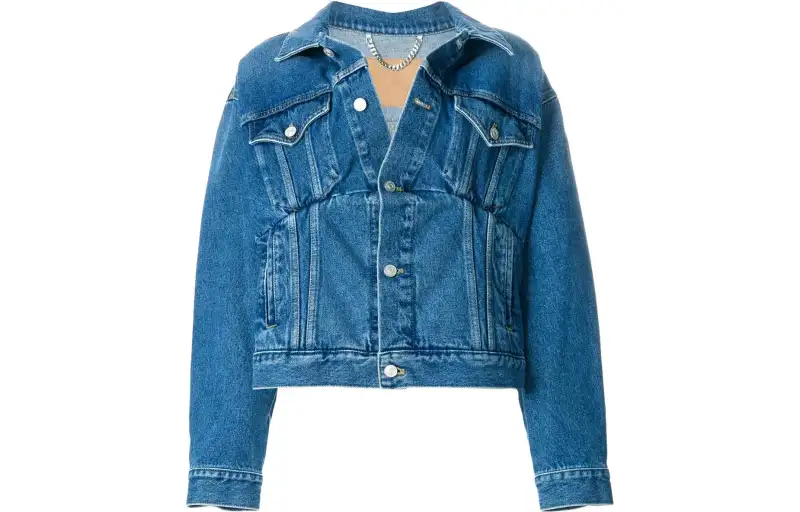 Balenciaga Denim Jackets Women's Blue Lapel Moderate Straight Fit