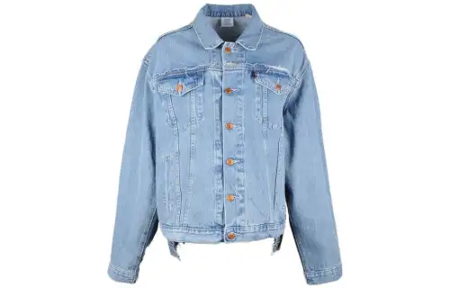 Vetements Denim Jackets Women's Sky Blue Square Collar Moderate Straight Fit