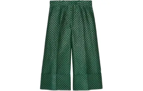 GUCCI Knitted Sweatpants Women's Green Moderate Straight Fit Pants