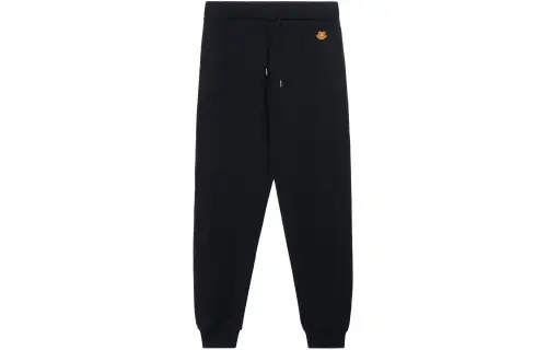 KENZO Classic Tiger Head Knitted Sweatpants Women's Black Moderate Cuffed Pants
