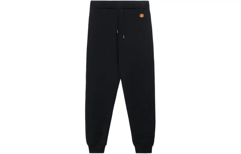 KENZO Classic Tiger Head Knitted Sweatpants Women's Black Moderate Cuffed Pants