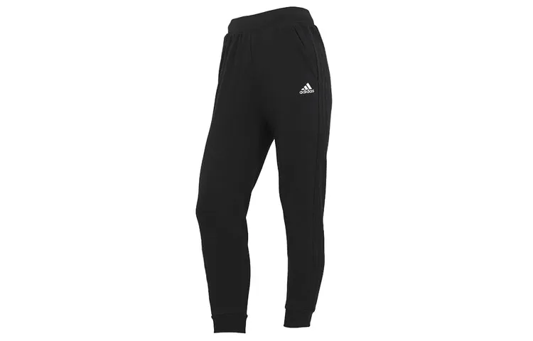 Adidas Knitted Sweatpants Women's Black Moderate Cuffed Pants