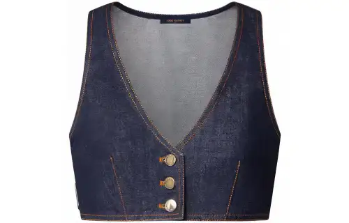 LOUIS VUITTON Indigo Blue Denim Crop Top