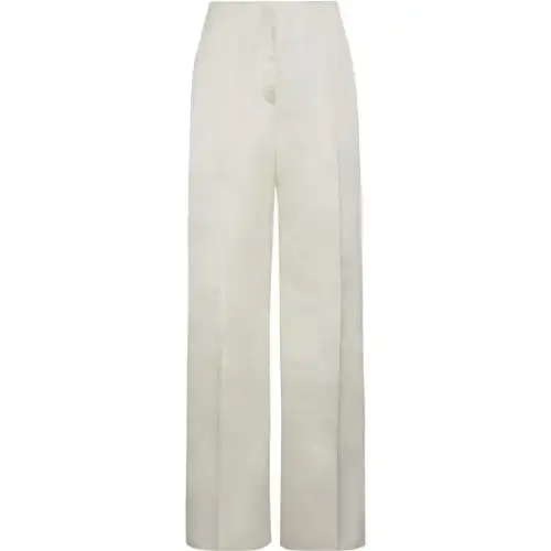 THE ROW Knitted Sweatpants Women's White Moderate Straight Fit Pants