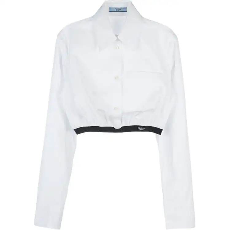 PRADA Shirts Women's White Lapel Moderate