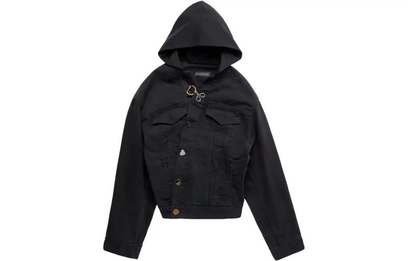 Balenciaga SS23 Denim Jacket Regular Fit Women's Black