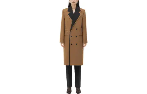 Bottega Veneta Coats Women's Ginger Yellow Lapel Moderate Straight Fit