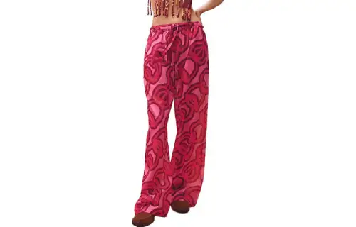 HERMES Casual Pants Women's Rose Pink Thin Wide Leg Pants