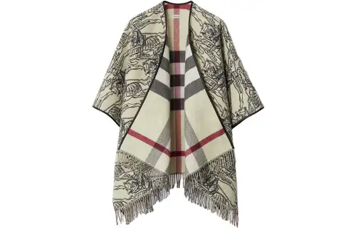 Equestrian Knight fringe wool poncho
