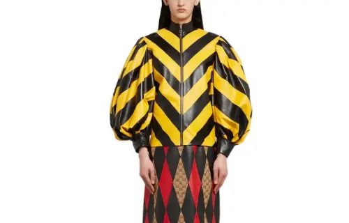 GUCCI Cropped Coats Women's Black Stand Collar Moderate