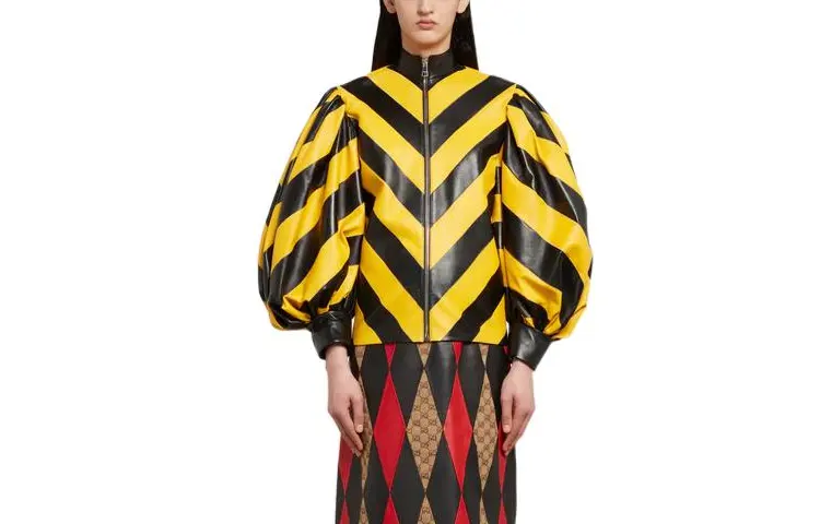 GUCCI Cropped Coats Women's Black Stand Collar Moderate