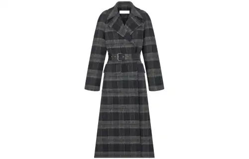 DIOR Coats Women's Gray Lapel Moderate Straight Fit