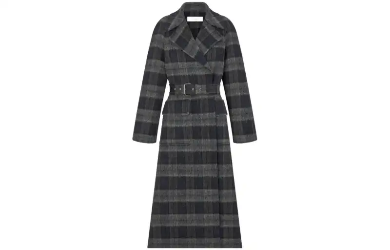 DIOR Coats Women's Gray Lapel Moderate Straight Fit
