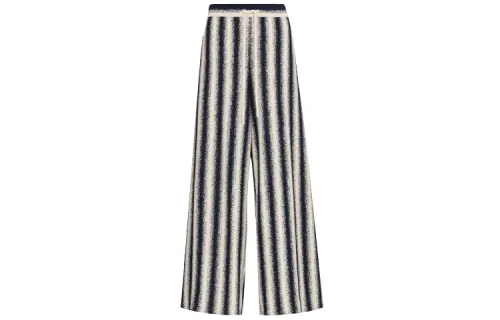 DIOR Quarterly New Products Casual Pants Women's Blue With White Lettering Moderate Wide Leg Pants