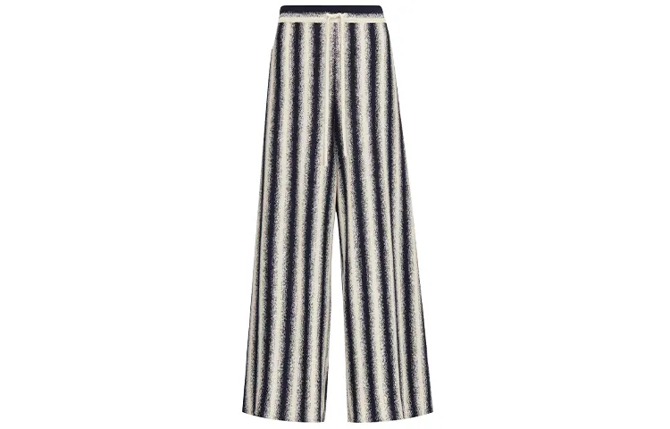 DIOR Quarterly New Products Casual Pants Women's Blue With White Lettering Moderate Wide Leg Pants