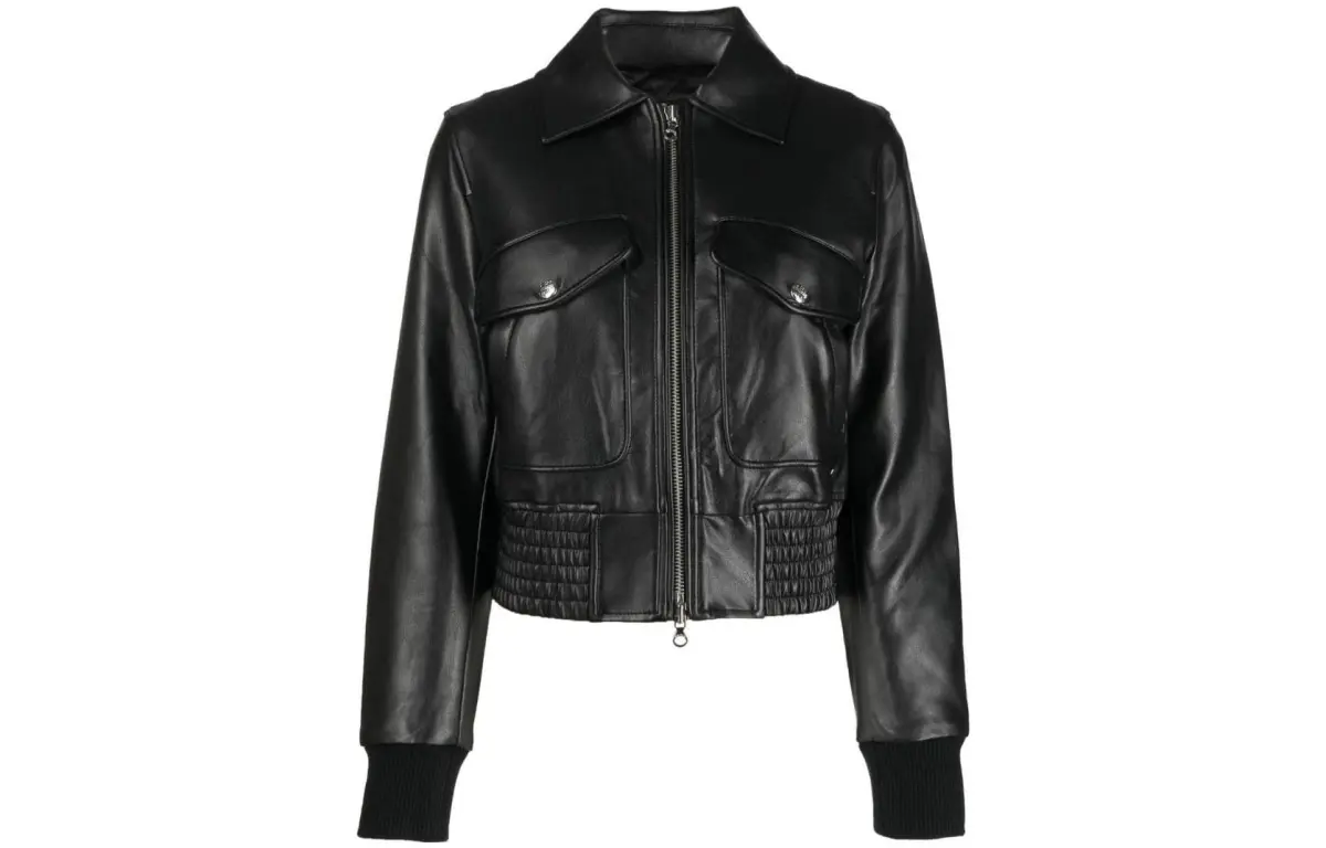 DIESEL Cropped Coats Women's Black Lapel Moderate Nipped-in Waist