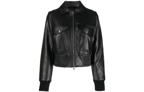 DIESEL Cropped Coats Women's Black Lapel Moderate Nipped-in Waist