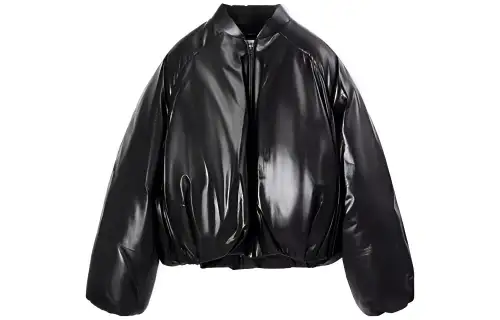 LOEWE Leather Jackets Women's Black Collarless Moderate