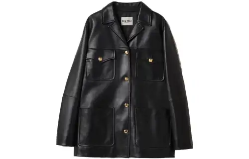 MIU MIU Leather Jacket Women's Black
