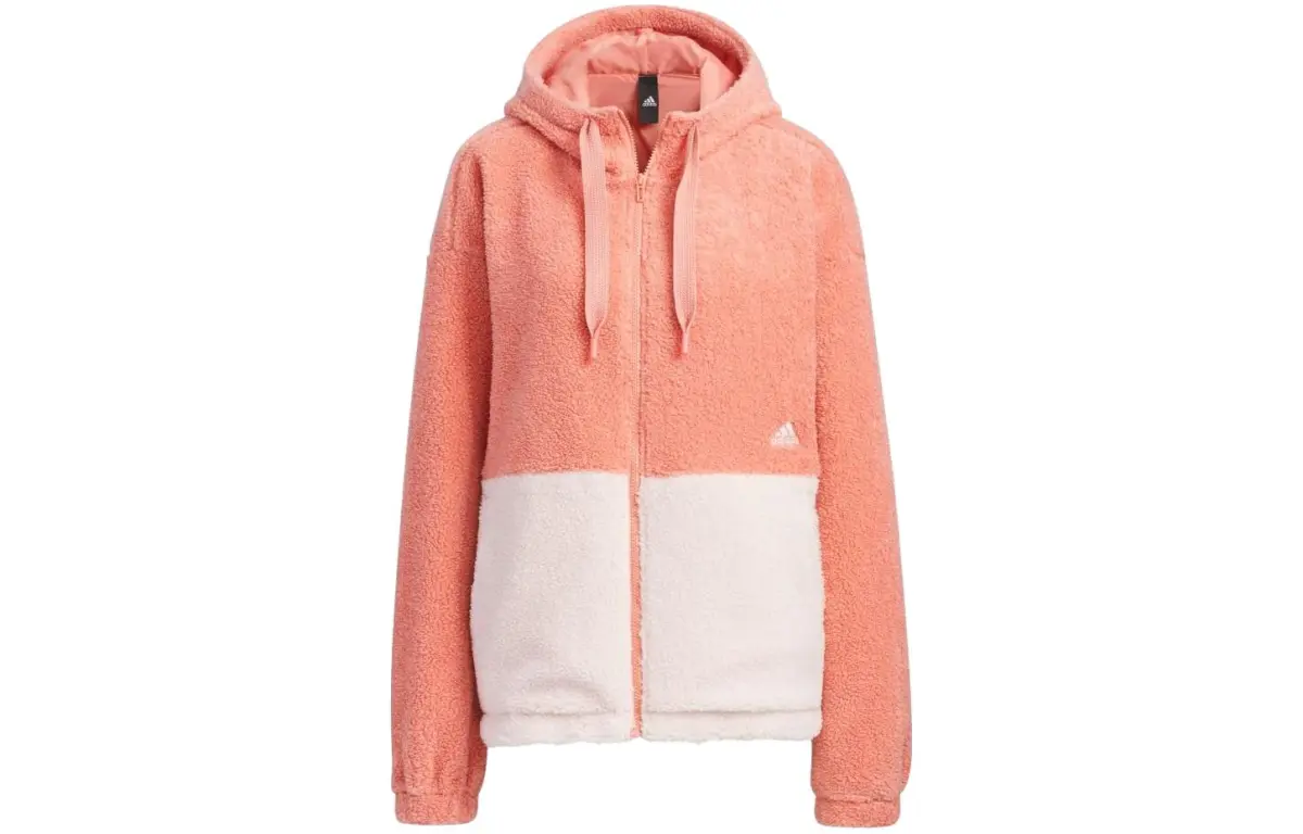 Adidas Velvet Jackets Women's Orange Hooded Moderate