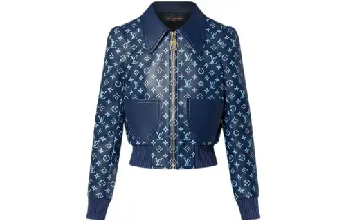LOUIS VUITTON Leather Jacket Women's Blue