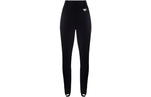 PRADA Knitted Sweatpants Women's Black Moderate Slim Fit Pants