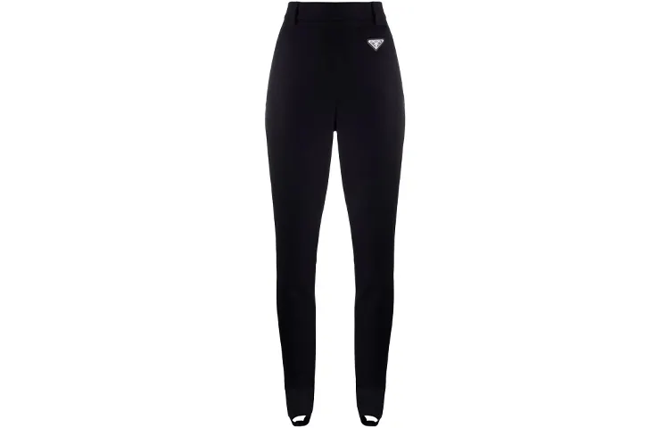 PRADA Knitted Sweatpants Women's Black Moderate Slim Fit Pants