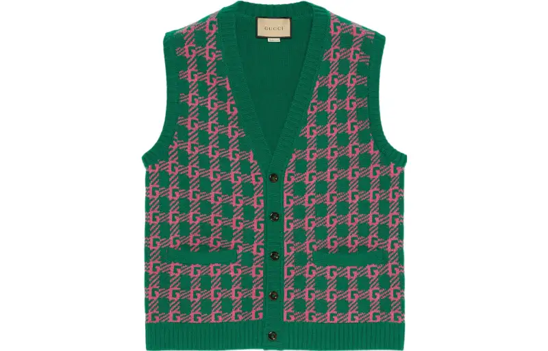 GUCCI Vests Women's Green V Neck Moderate Other