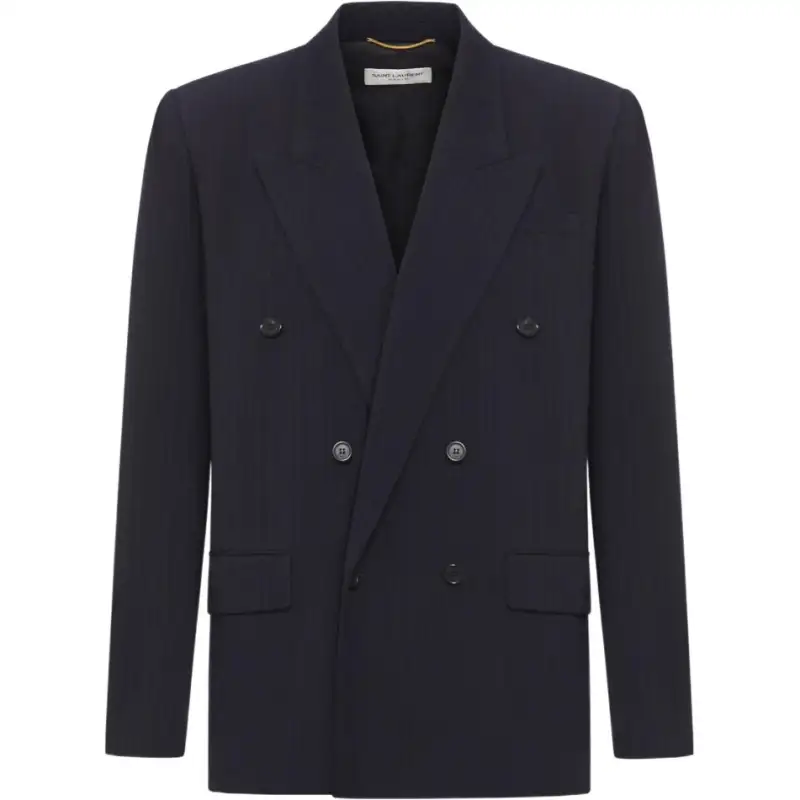 SAINT LAURENT Double-Breasted Striped Blazer