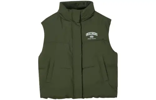Skechers Colorful Down Vests Women's Olive/0067 Stand Collar Moderate Other