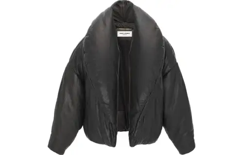 【Zoomed Imagery】logo-debossed oversized leather jacket