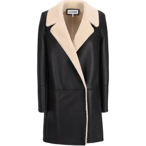 LOEWE Coats Women's Chocolate Lapel Moderate Straight Fit