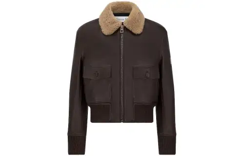 DIOR Leather Jackets Women's Brown Lapel Moderate Other