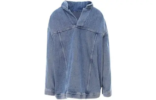 Balenciaga Denim Jackets Women's Blue V Neck Moderate Straight Fit