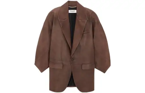 SAINT LAURENT SS23 Leather Jacket Women's Chestnut