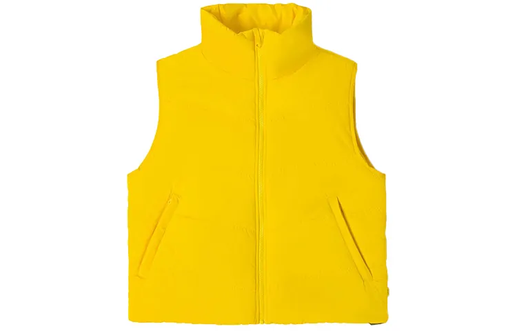 Vans Tierra Collaboration, Stand Collar Solid Color Gabardine Cotton Vest Women's Bright Yellow