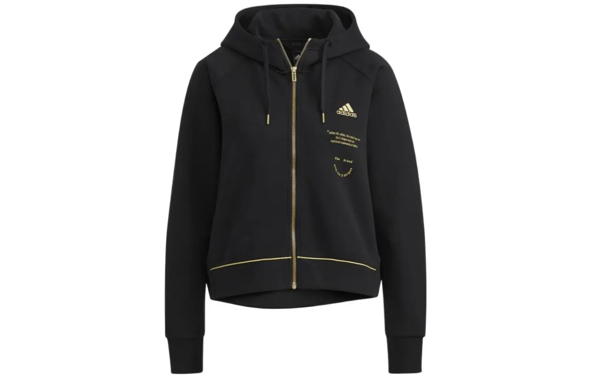 Adidas Cropped Coats Women's Black Hooded Moderate