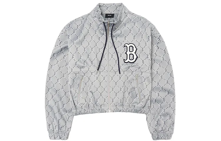 MLB Boston Red Sox Cropped Coats Women's Light Gray Stand Collar Moderate