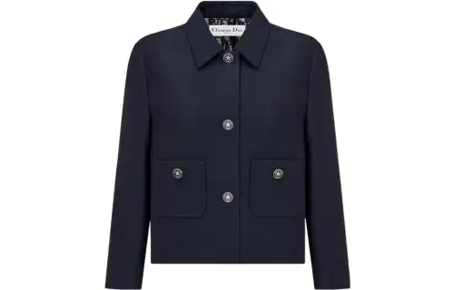 DIOR FW22 Cropped Coat Women's Blue