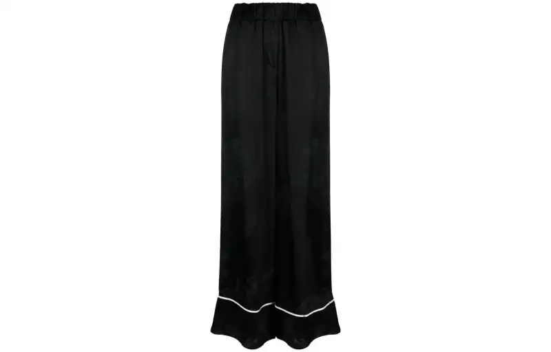 OFF WHITE Satin Wide Leg Pajama Pants